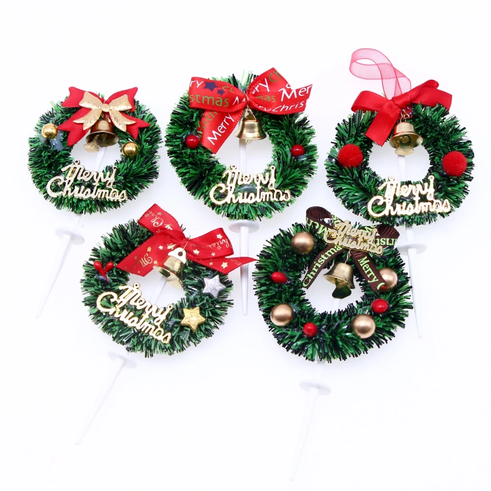 9styles Dollhouse Miniature Christmas Wreath Mini Hanging Xmas Miniature House Wreath For Dollhouse Accessories Decoration