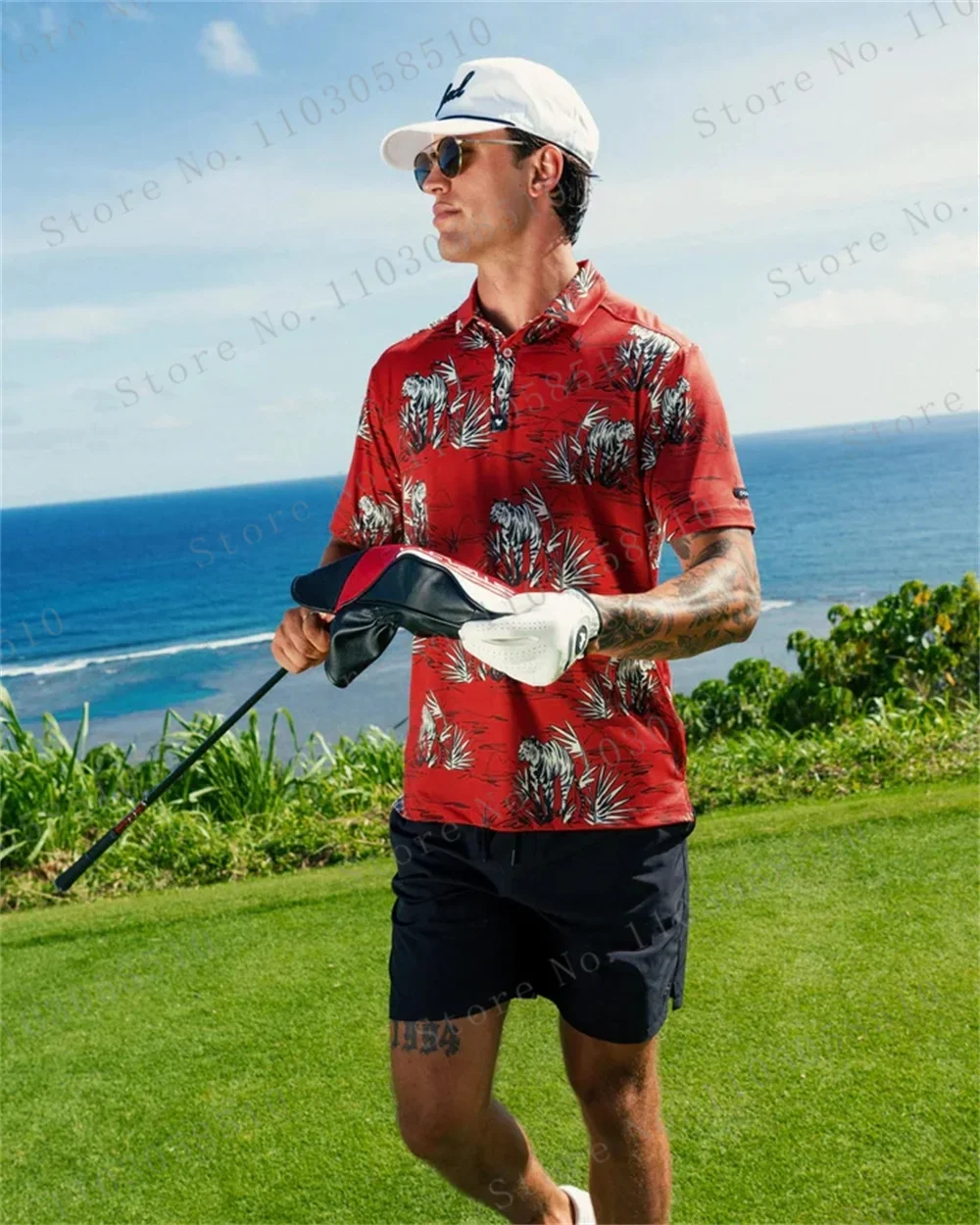 

High Grade Men Golf Shirts Short Sleeve Sport Clothes Luxury Plus Size Slim Fit Lapel T-Shirts for Men Solid POLO 4XL Summer