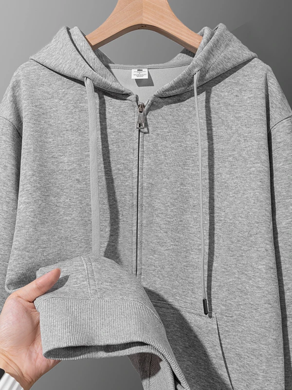 

Extra Large 300 Pou Heavyweight Retro ey Zipper Cardigan Women's Autumn American Versatile Hoodie Jaet Long Sve Cotton