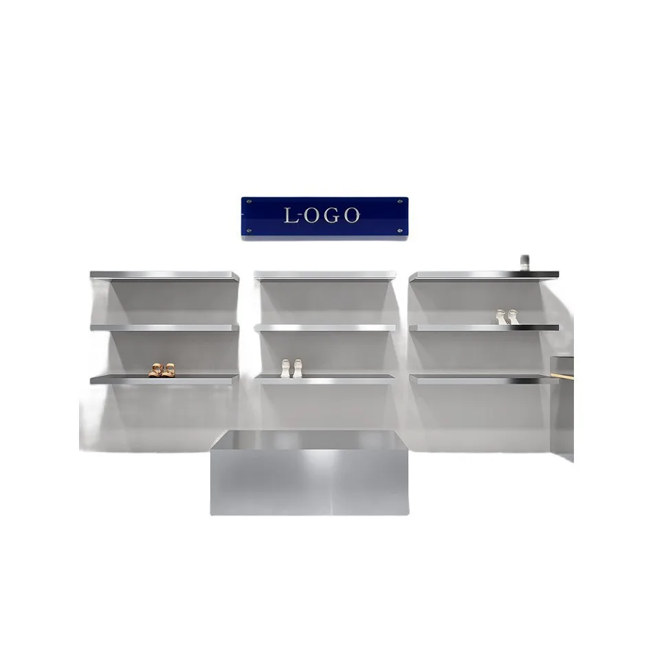 Shoe store rack display wall wall hanging stainless steel shelf high-end clothing store shoe bag display rack