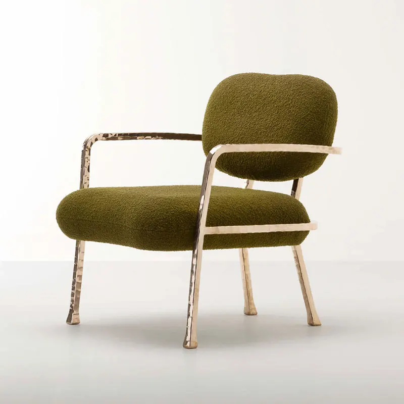 

Light luxury brass dining chair simple modern designer villa luxury living room home leisure chair single armchair