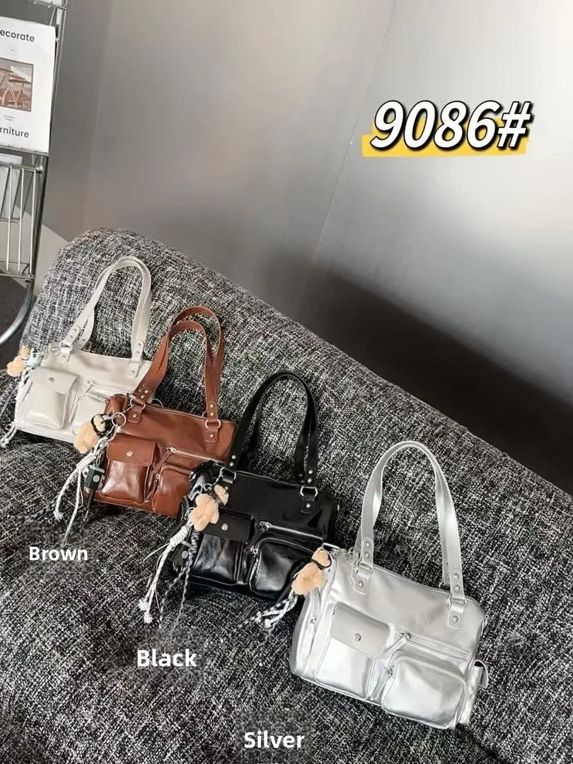 

Large Capaci Motorcycle Bag 2025 Multi-ket Handbag Women's Commuter oulder Bag Boston Bag Cool Crossbody Bag