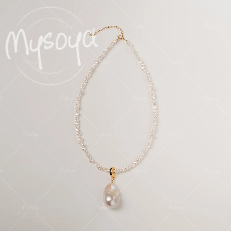 

MYSOYA 4-5mm & 11-13mm White Baroque Pearl Necklace, for Birthday/Anniversary/Wedding/Mother's Day/Father's Day Gift A0900