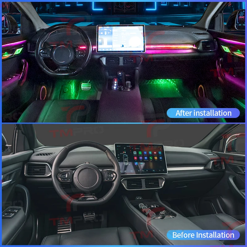 TMPRO 64-color LED safety assistance system ambient lighting, suitable for 2022-2025 VINFAST VF8 car interior decoration