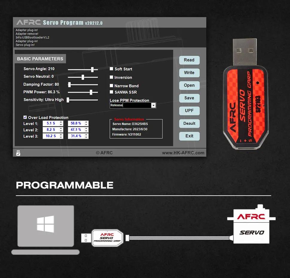 2 Stück Hochdrehmoment AFRC Programmierbares Smart Brushless Servo Kit für 1/5 1/8 Maßstab RC Autos On/Off Road 42KG 25KG 48KG – Detail 12