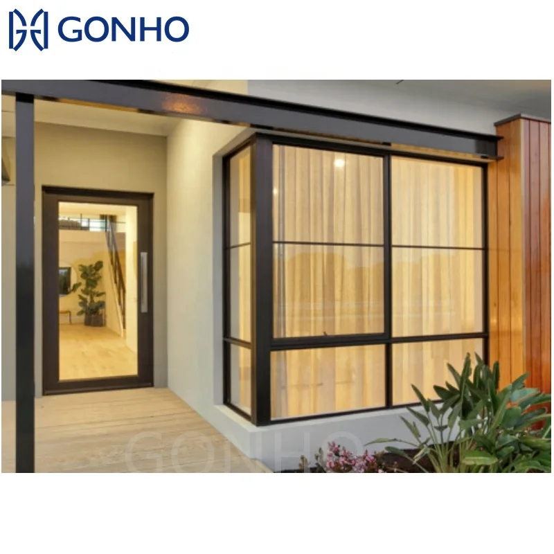 GONHO Residential System Slant Rails Structure Waterproof Customizable Horizontal Aluminum Sliding Doors Windows
