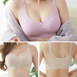 Ice Silk Bra Seamless Vest Bras Women Soft Thin Push Up Underwear Comfortable Sleep Top With Chest Padded Sports Bralette 2023