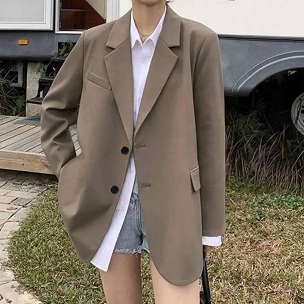 Loose Fit Women Casual Thin Suit Small Suit Jackets Single Breasted Blazers With Long Sleeves And Lapel Neck For Daily Use