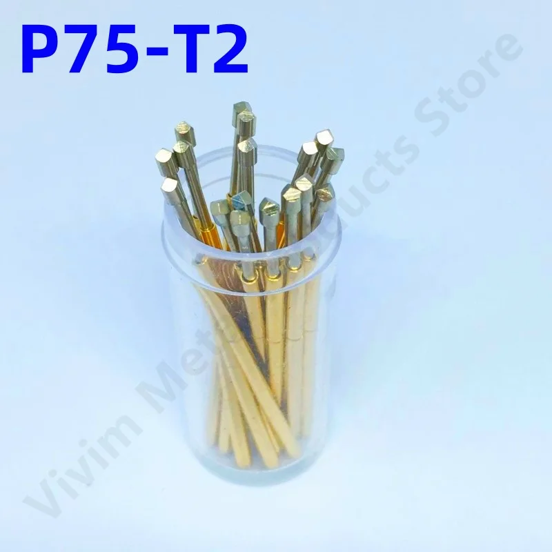 20/100PCS Spring Test Probe P75-T2 Test Pin Copper NickelPlated Electronic Spring Test Pin Head Dia 1.30mm P75-T Pogo Pin 1.02mm