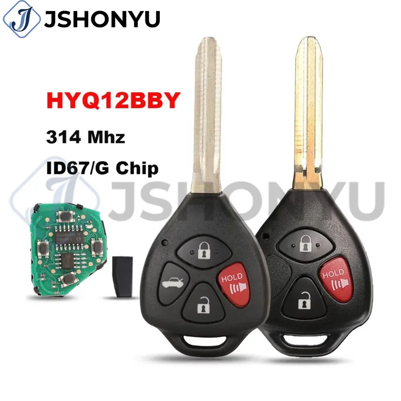 

JsHonYu HYQ12BBY 314.4MHz 4D67 G Chip Remote Car Key for Toyota Camry Corolla RAV4 Avalon Yaris Venza TOY43