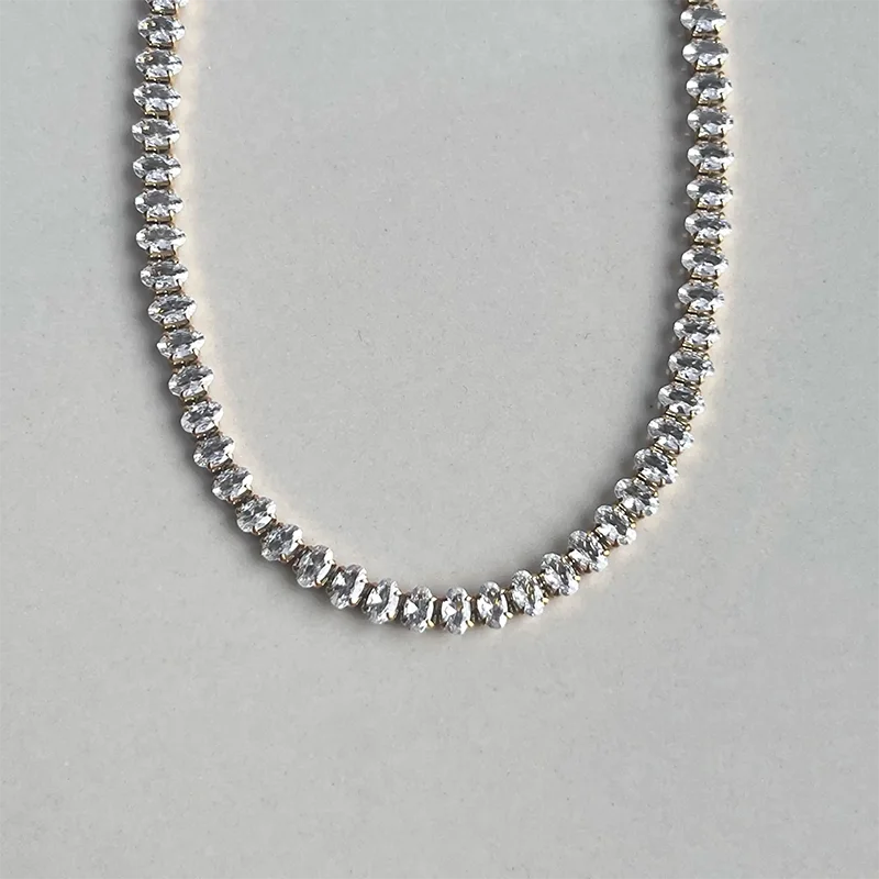 Oval cz stone tennis chain necklaces stainless steel necklaces for women minimalist dainty stainless steel non tarnish