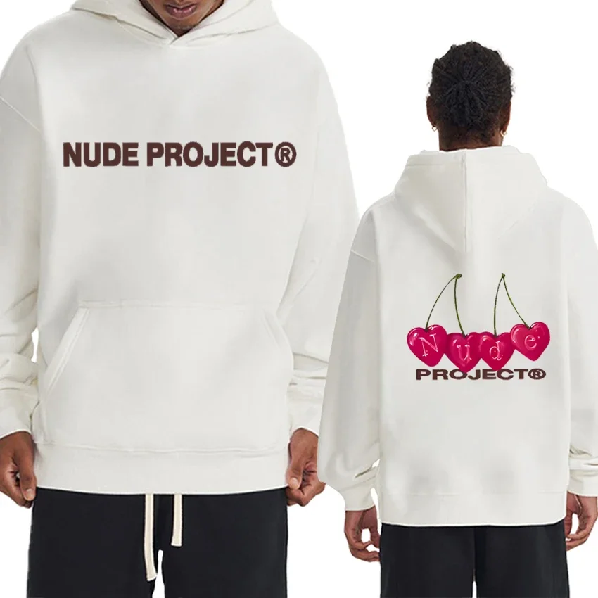 

vintage Nude Project Printed Hoodie Autumn Winter Men Women Fashion Y2k pullovers Unisex Casual Fleece Long sleeve Sweatshirt