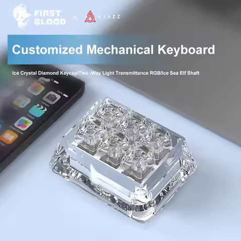 FirstBlood x AJAZZ B6 6 keys Acrylic Custom Keyboard Transparent Macro Keyboard BT Wired Wireless Mini Mechanical Keyboard DIY