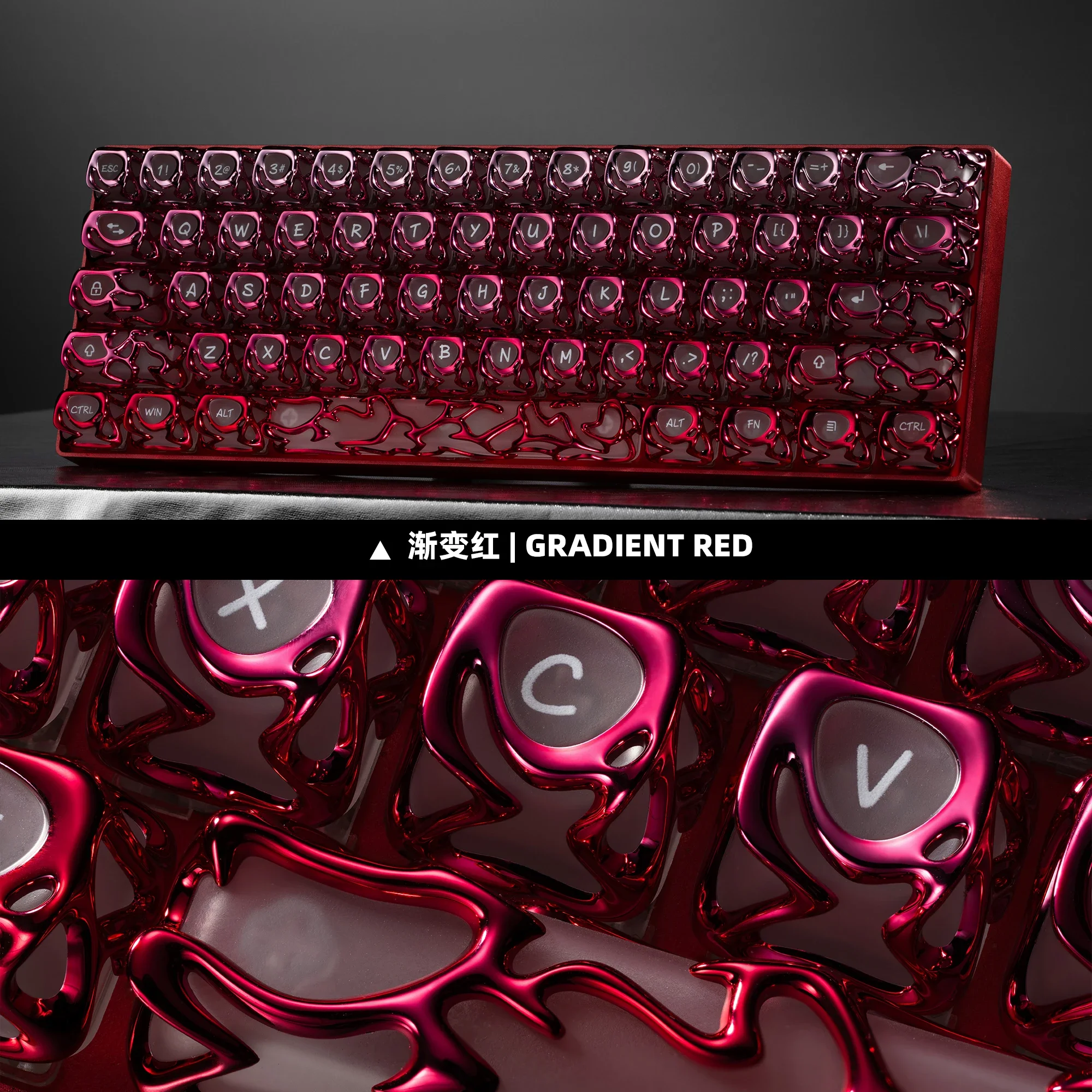 Keycap metal texture hollow fog transparent personalized creative mechanical keyboard cap silver engraved light