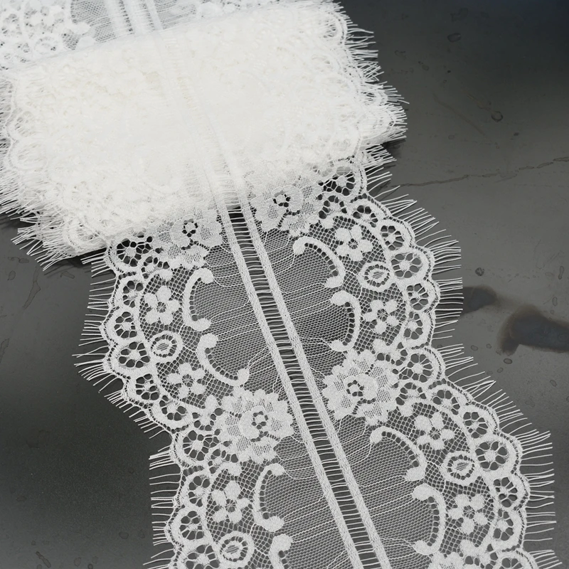 (3meters/lot) White Eyelash lace fabric Sewing Garment Ribbon Wedding Dress Curtain Material