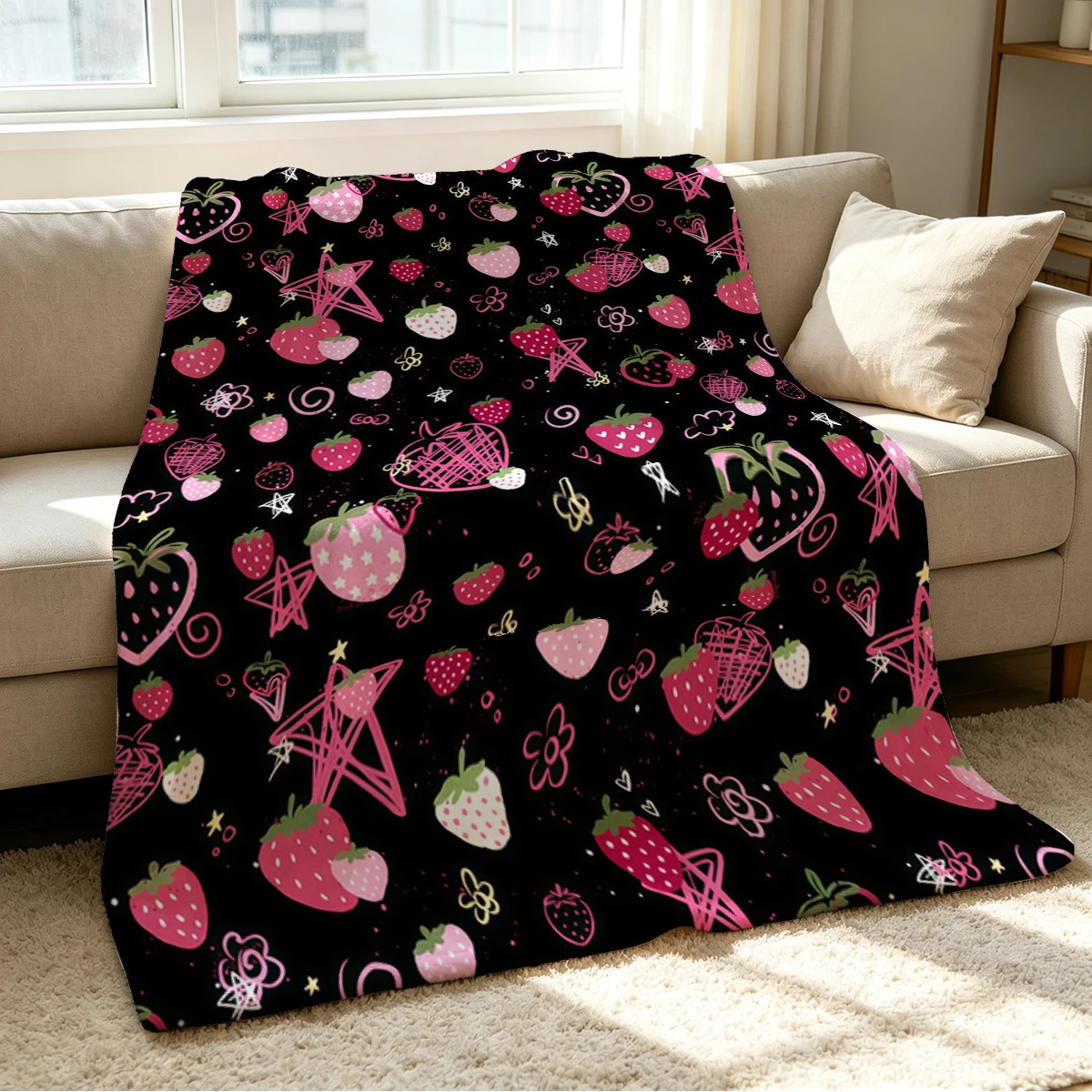 Berry Dream Blanket Soft Cozy Throw for Sofa Bed Festive Holiday Decor Gift for Kids and Adults,Lightweight and Warm