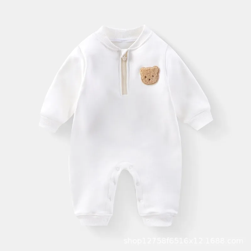 Spring Autumn Unisex Fashion Long Sleeve Baby Boy Girl Romper Cartoon Bear Pattern Soft Newborn Jumpsuits