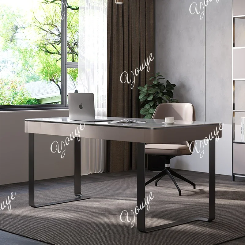 

J Light Luxury Modern Simple Style High-end Rock Slab Desk Computer Desk Designer Study Writing Desk
