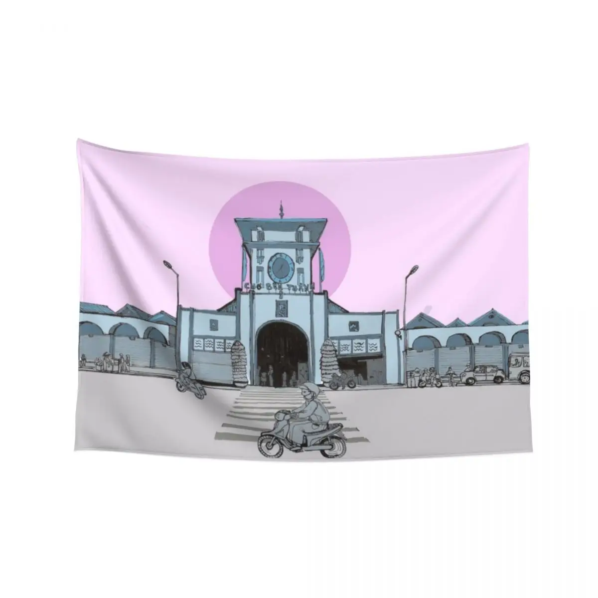 

Ben Thanh Market Saigon Vietnam Illustration Tapestry Decoration Wall Decoration For Bedroom Outdoor Decoration Tapestry