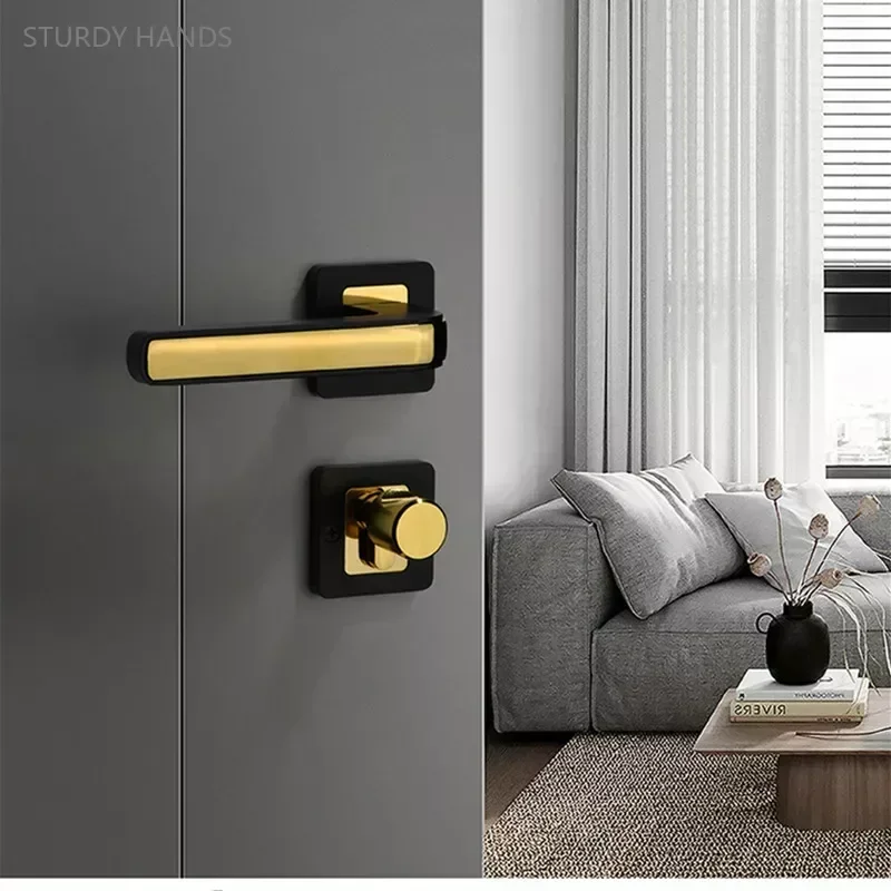 

Modern Silent Safety Door Locks Interior Zinc Alloy Door Handle Lock Household Room Mute Anti-theft Lock Hardware Accessories