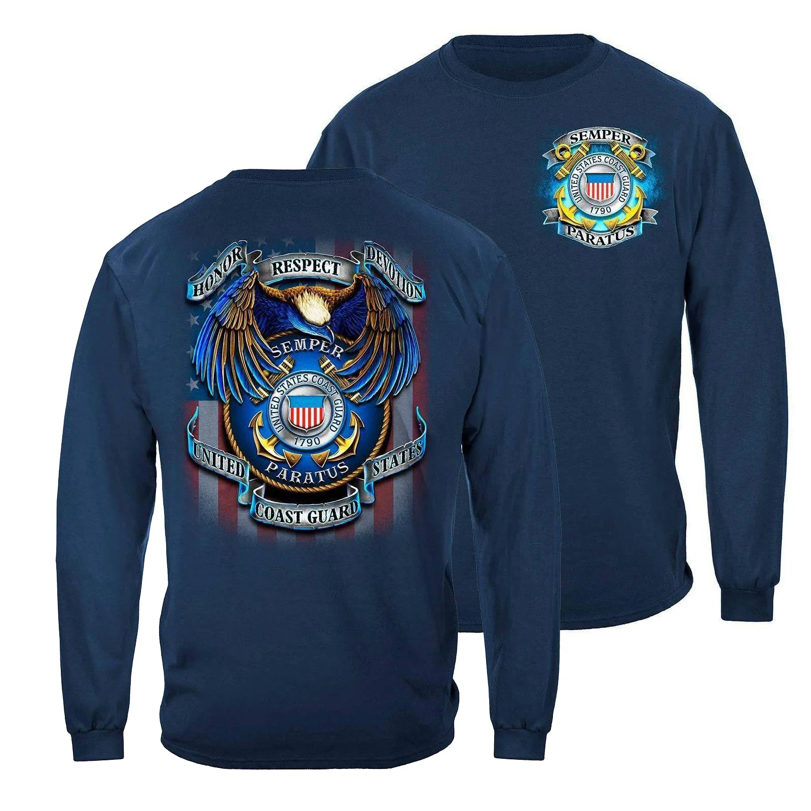 Honor Respect Devotion True Heroes US Coast Guard Pullover Hoodie Comfortable Cotton Casual Mens Sweatshirt Streetwear