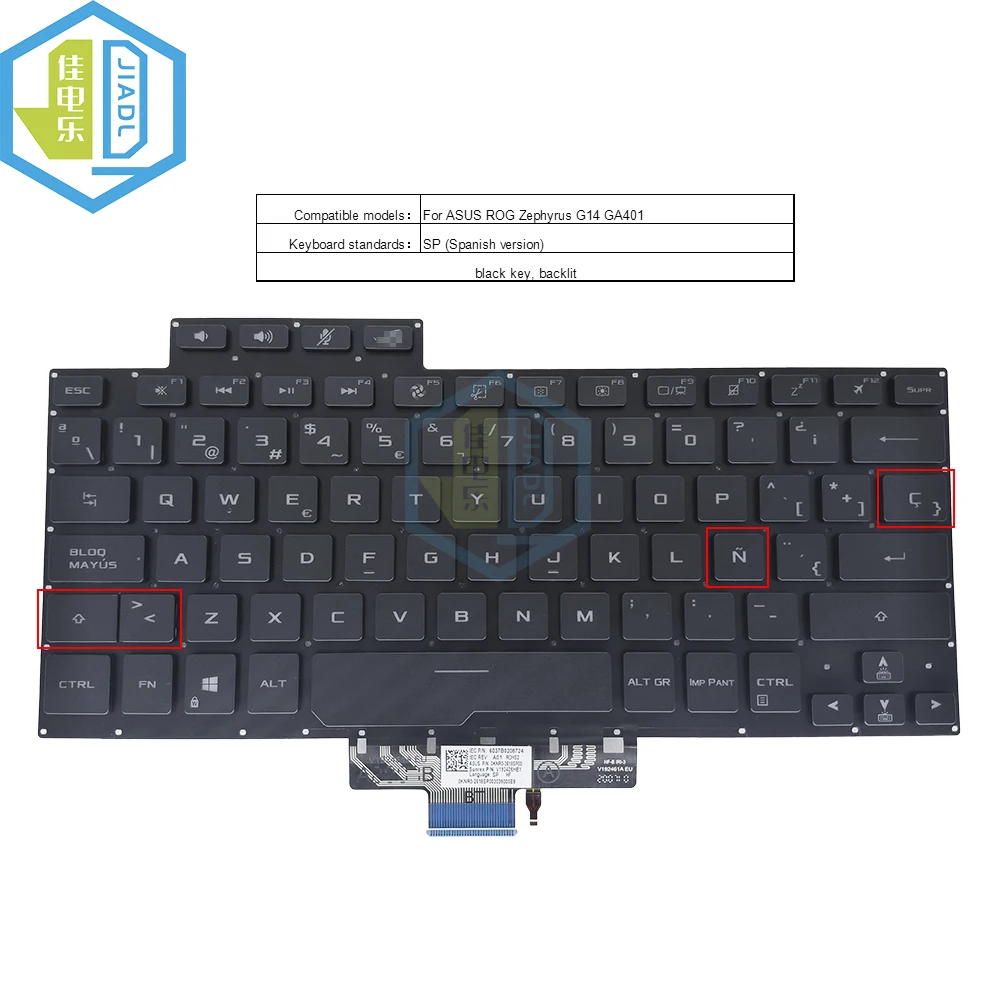 US English SP Spain Latin Ukrain backlit laptop keyboard For ASUS ROG Zephyrus G14 GA401 GA401I GA401IV GA401U 2020 8037B0169701