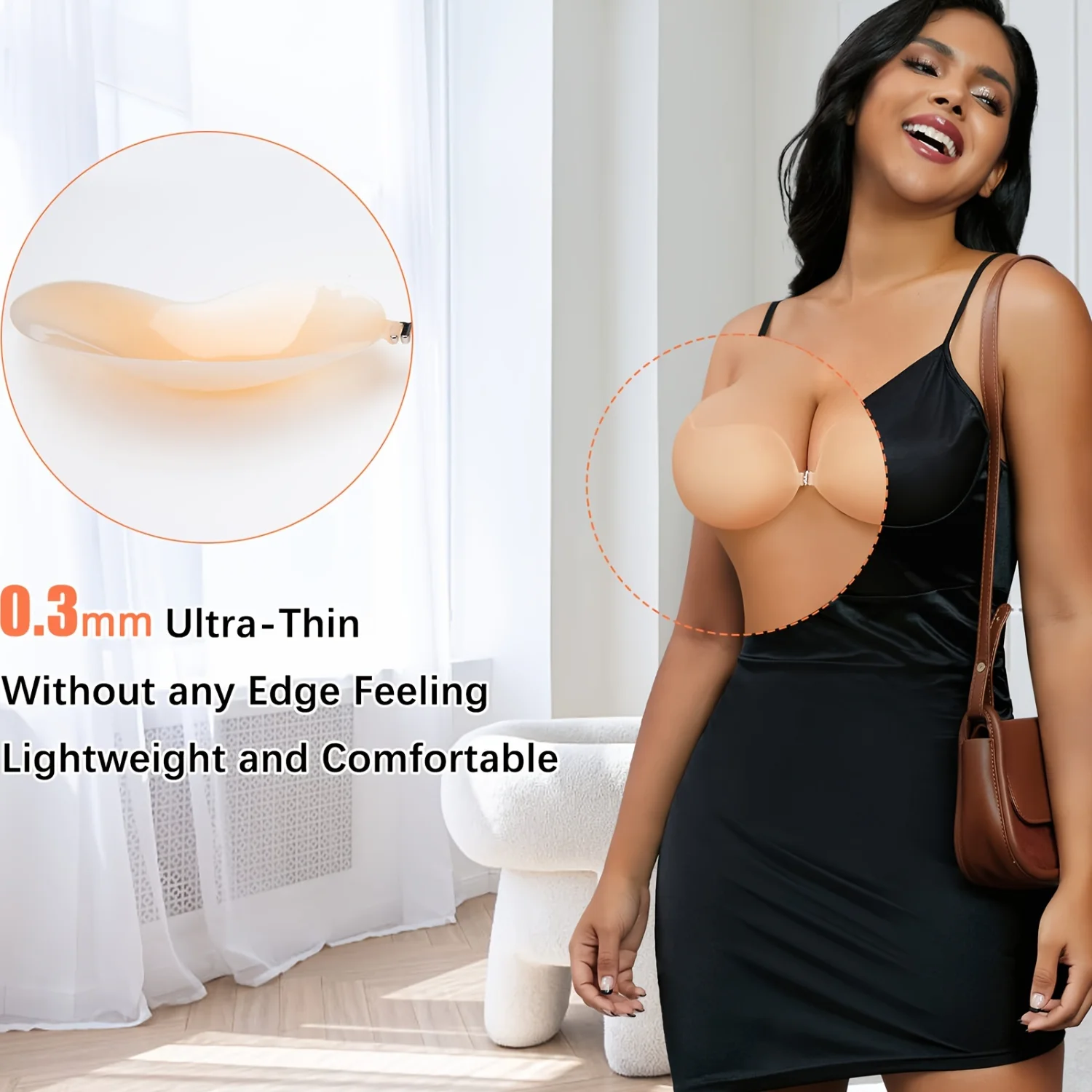 Women's  Breast Pasties, Silicone Nipple Covers Push-Up Breast Pasties, Anti-Exposure Adhesive Strapless Backless Bra For Weddin