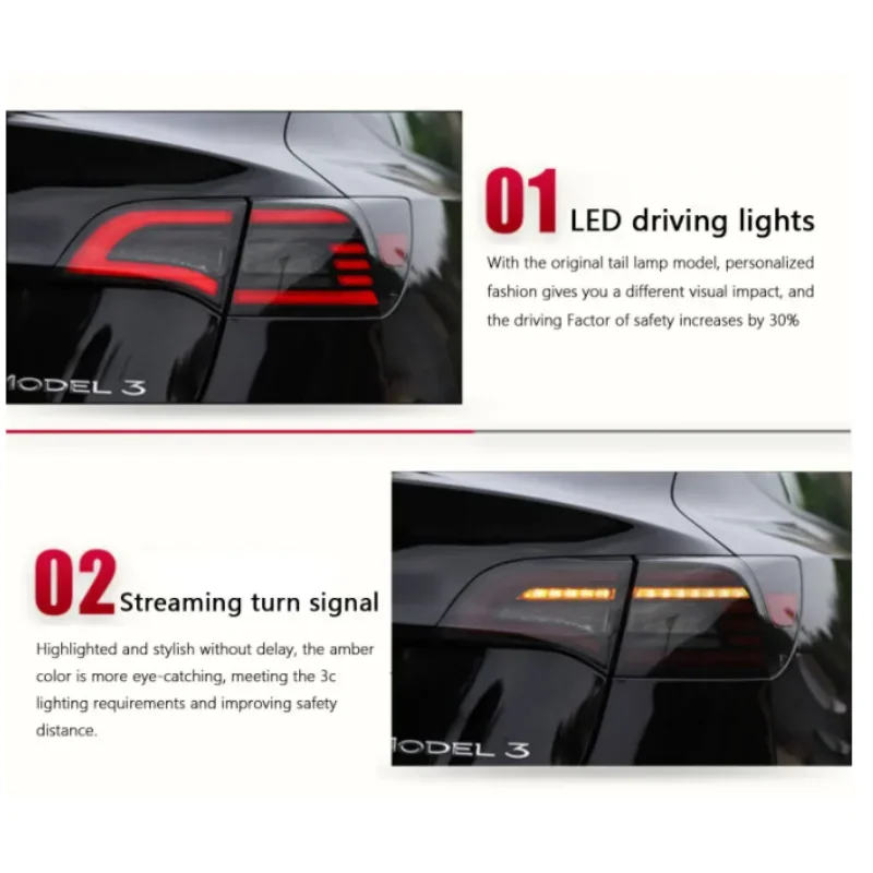 Tail lights suitable for Tesla Model 3/Y upgraded LED eagle eye style taillights