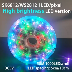 50M1000LEDs WS2812B WS2811 SK6812 LED dize Dreamcolor noel işıkları RGBIC aydınlatma adresli akıllı perde dize işık