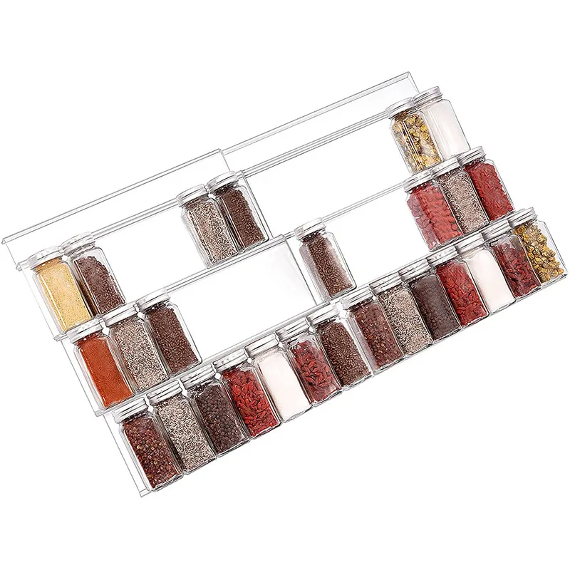 

4 Tier Spice Rack Tray Kitchen Organizer Acrylic Seasoning Bottle Storage Rack Desk Drawer Organizer Spice Jar Hidden Supplies