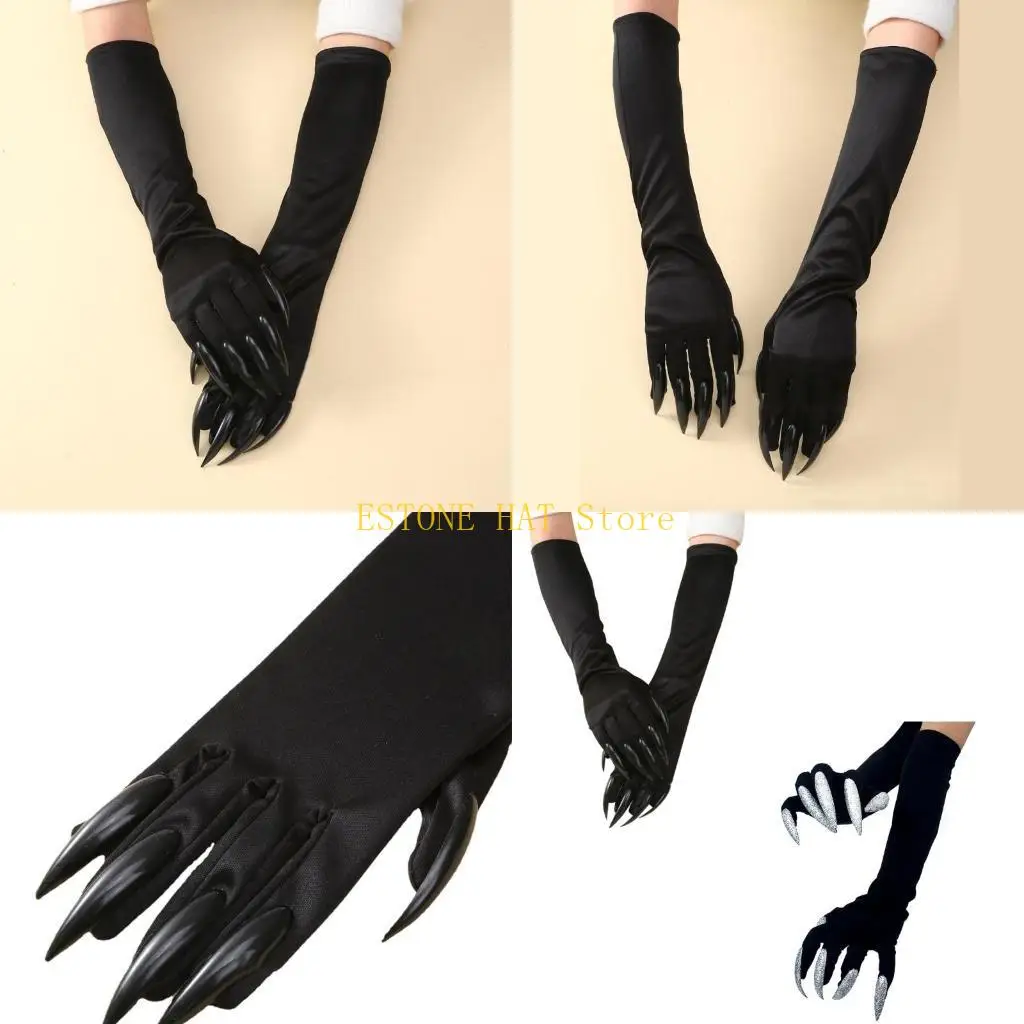 49MF Scary Fingernails Wolf Claw Gloves with Long Nails Party Decorations Props