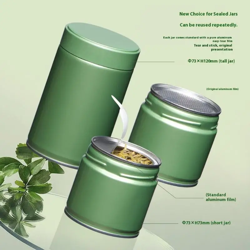 Airtight Tinplate Tea Canister Loose Dry Tea Leaves Storage Container For Tea Bags Matcha Powder Sealed Pantry Organizer Box