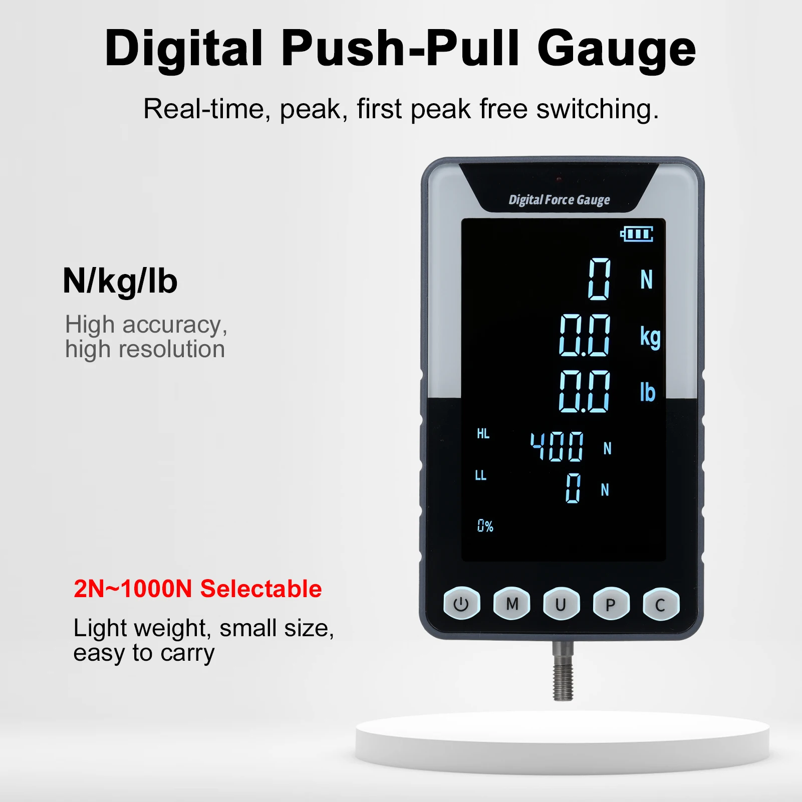 مقياس القوة الرقمي دفع سحب مقياس القوة المحمولة دينامومتر مع 3 وحدات N/LB/Kg السيارات الخلفية LCD اختبار إيقاف التشغيل التلقائي