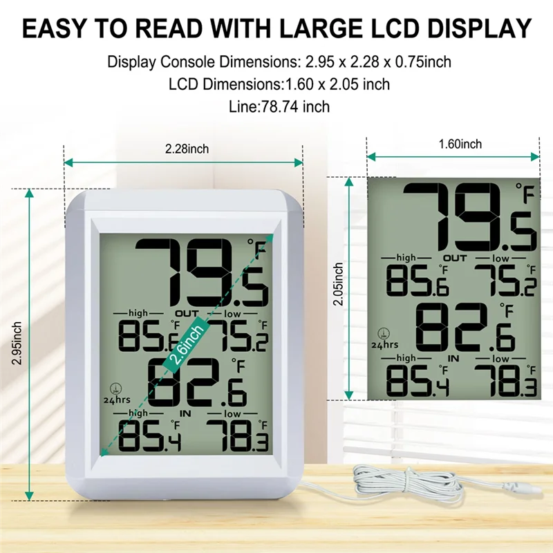 

B08B-Digital Thermometer Hygrometer Indoor Outdoor Temperature Weather Forecast Wireless Electronic Table Clock Temperature
