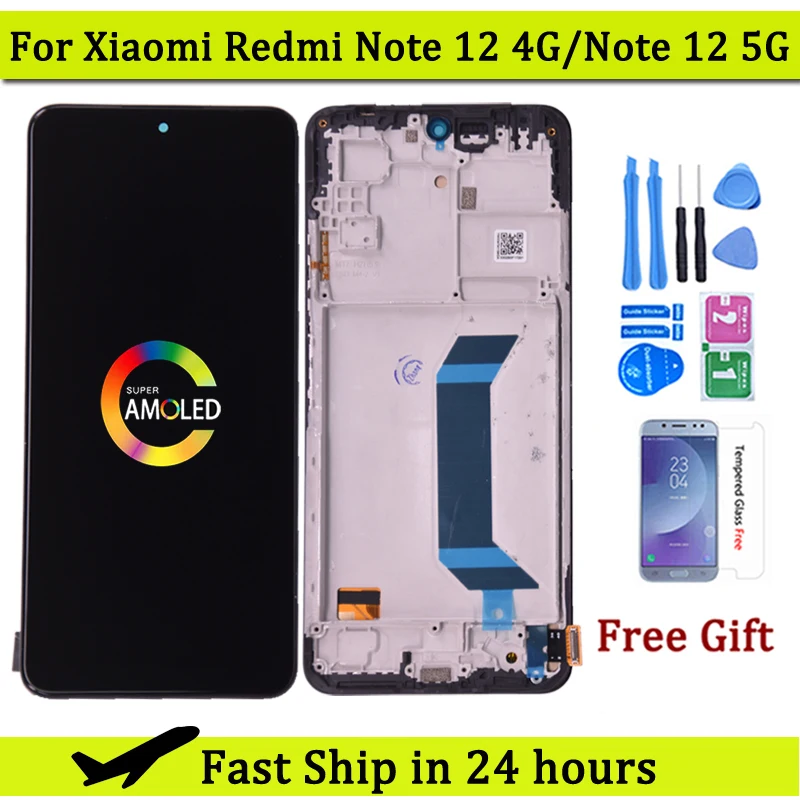 For Xiaomi Redmi Note 12 4G 23021RAAEG 22111317I LCD Display Touch Screen Digitizer Panel Assembly For Redmi Note 12 5G LCD