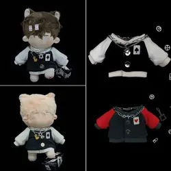 20cm Doll Clothes Cotton Stuffed Dolls Embroidery Jackets Baseball Uniform Black/White/Red Playing House Toy Accessories Gift