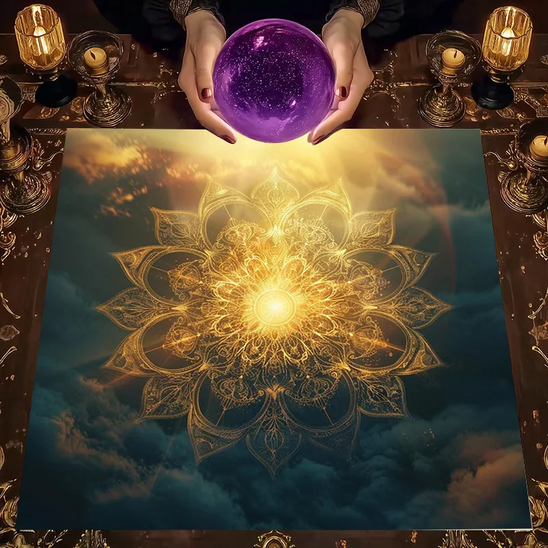 Bohemian Crystal Mandala Tablecloth Boho Decor Spiritual Energy Healing Crystal Display Runner for Altars