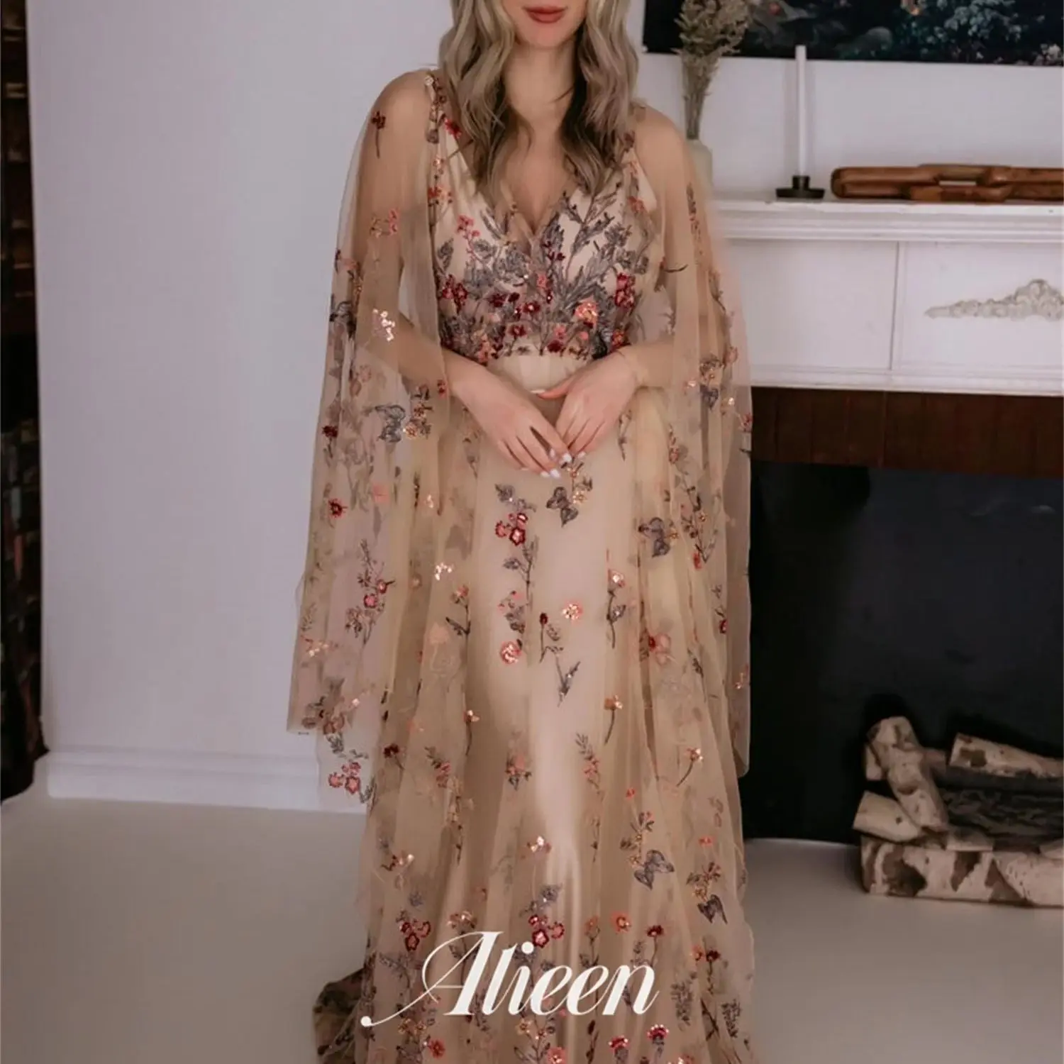 

Aileen Pregnant Woman Customized Shawl Lace Sequins Luxury Dubai Evening Dress Midi Dresses for Special Occasions Robe Soiree