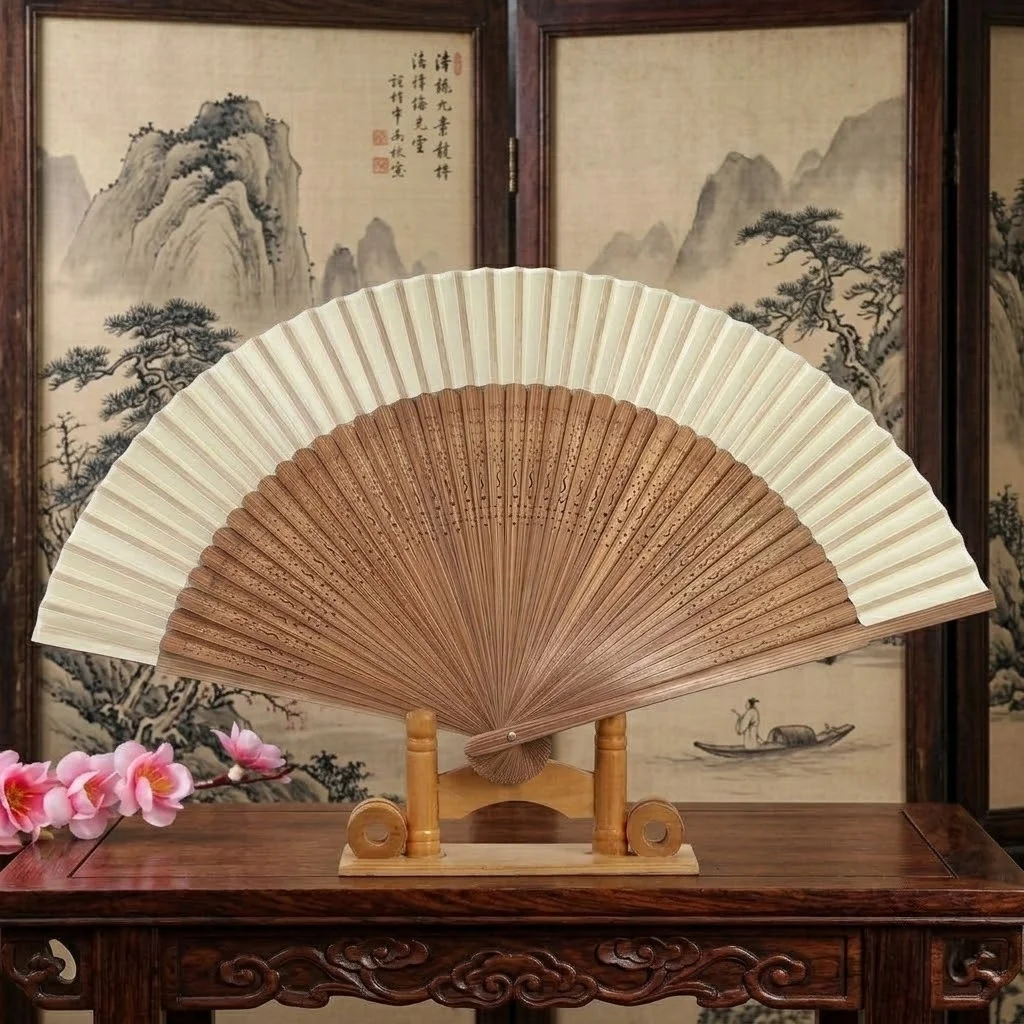 Retro Bamboo Folding Fan 1 Pc Portable Summer Handheld Fan for Party Dance Performance