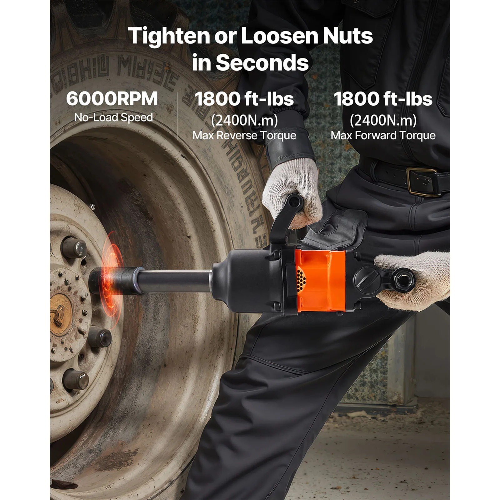 SucceBuy 1 Inch Air Impact Wrench Up to 1800 ft-lbs Nut-Busting Torque Lightweight Pneumatic Impact Gun for Heavy Duty Repairs