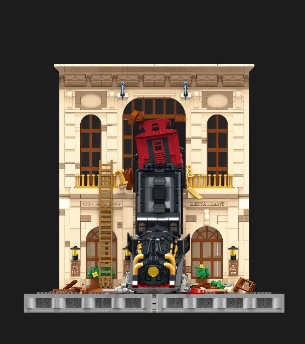 Unfallstelle Baustein-Spielset Eisenbahn-Konstruktionsset Entgleiseter Dampfzug Lernspielzeug Sammlerstück für Geschenke – Detail 2
