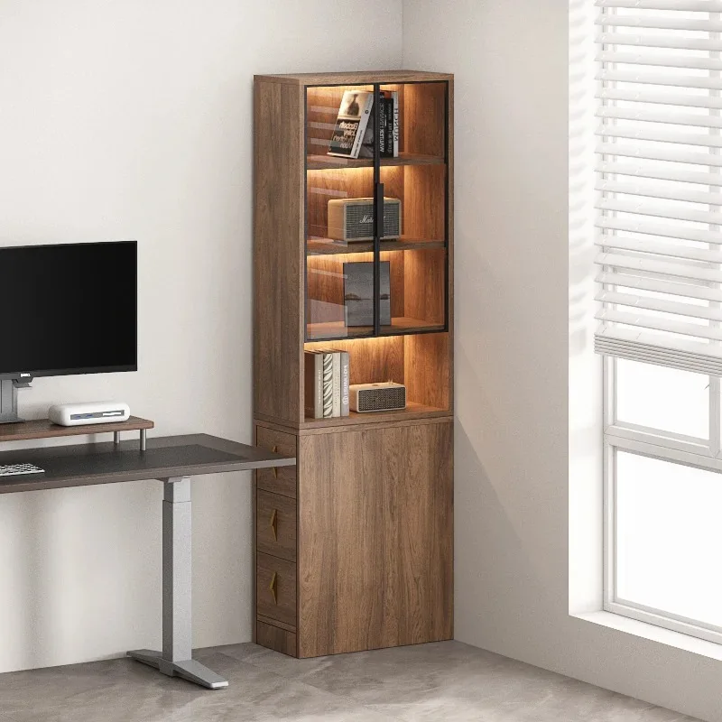 Living room sofa side cabinet with drawer solid wood bookcase 30cm narrow wine cabinet side pull cabinet crevice locker