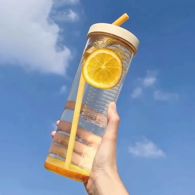 

700ml Food Grade Plastic Bottle Tea Separation Leak-proof Water Cup with Lid Portable Outdoor Travel Mug Tumbler with Straw