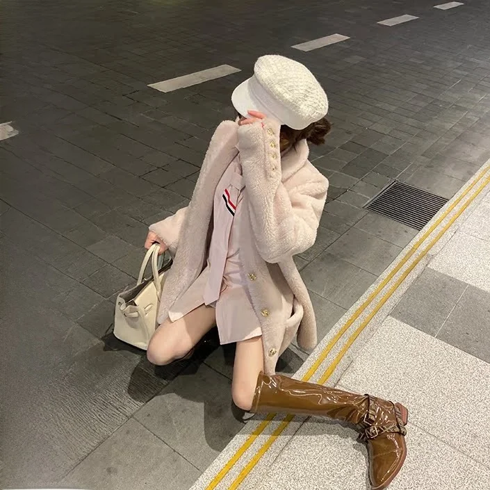 

Viola Teddy Lamb Fur Jacket Women Winter Thickened Loose Long Particle Fleece Korean Style plus Size Slimming Outerwear