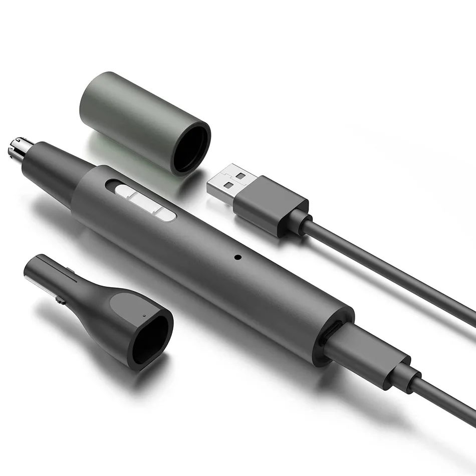 Nasal Hair Trimmer Metal Tube Electric Nasal Hair Device Household 3 in 1 Multi-function USB Charging Electric Eyebrow Trimmer