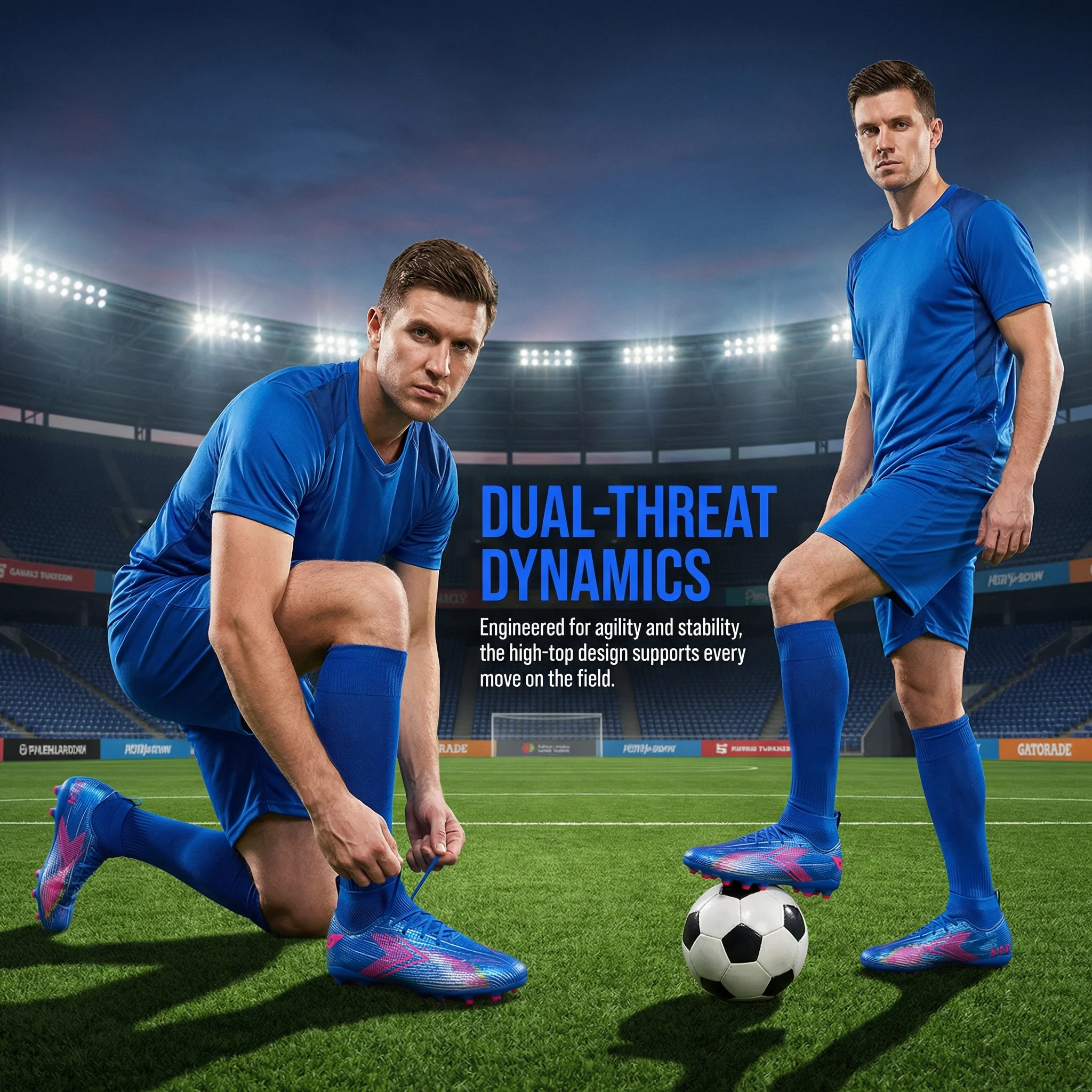 

Профессиональные футбольные бутсы с высоким верхом, унисекс, для взрослых, с резиновой подошвой, дышащие, износостойкие.