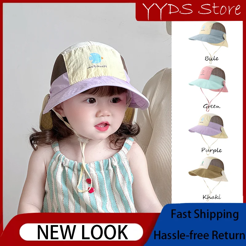 color-block-fisherman-hat-quick-dry-baby-sun-hat-summer-thin-wide-brim-uv-protection-outdoor-cap