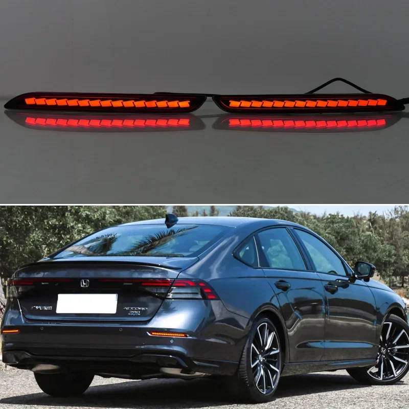 

Car LED Rear Bumper Reflector For Honda Accord MK11 2023 3-in-1 Functions Turn Signal Lamp Backup Running Light Brake Indicators