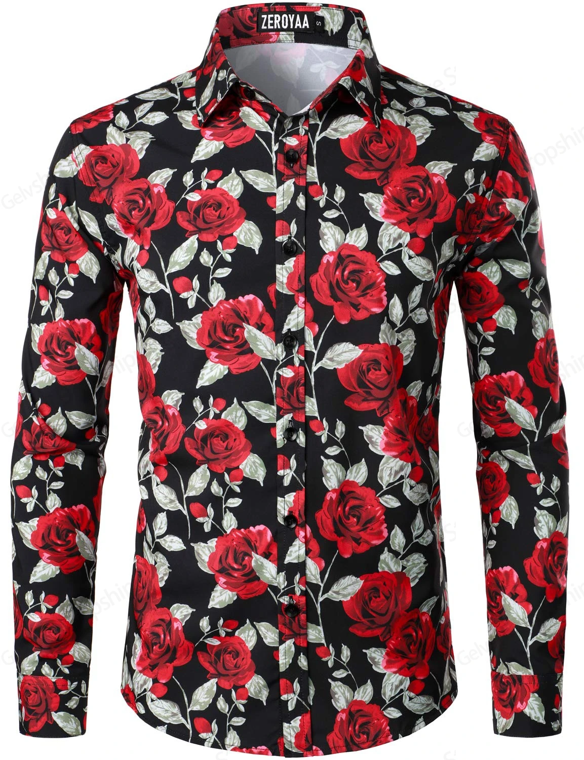 Men's Shirt Red Blue Rose Floral Plus Size Long Sleeve Hawaiian Shirts Men Women Fashion Casual Shirt Luxury Lapel Blouse New