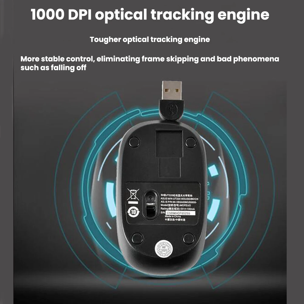 

Retractable Wired Mouse Gaming Mouse Computer Mouse 1000DPI Optical Mouse